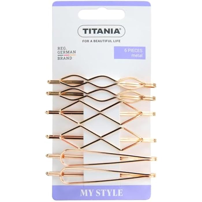 Titania 8215 Metal Side Hair Clips 6-Pieces, 6 cm Length, Gold